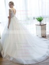 Fabulous V-neck Tulle with Appliques Lace Court Train Ball Gown Backless Wedding Dresses #DOB00022757