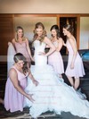 Popular Sweetheart Organza with Cascading Ruffles Sweep Train Trumpet/Mermaid Wedding Dresses #DOB00022771