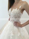Affordable Sweetheart Tulle with Appliques Lace Court Train Ball Gown Wedding Dresses #DOB00022773