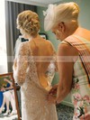 Scoop Neck Sheath/Column Tulle Appliques Lace Sweep Train Fashion 1/2 Sleeve Wedding Dresses #DOB00022793