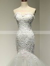 Sweetheart White Tulle Appliques Lace Court Train Custom Trumpet/Mermaid Wedding Dresses #DOB00022810