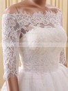 A-line Off-the-shoulder Organza Tulle Appliques Lace Cute Short/Mini 1/2 Sleeve Wedding Dresses #DOB00022822
