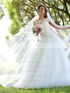 New Style Scalloped Neck Tulle Appliques Lace Floor-length Ball Gown Wedding Dresses #DOB00022830