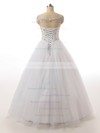 Vintage V-neck Tulle with Beading Floor-length Lace-up Ball Gown Wedding Dresses #DOB00022842
