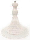 Perfect V-neck Ivory Tulle Crystal Detailing Court Train Trumpet/Mermaid Wedding Dresses #DOB00022845