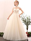 Ball Gown High Neck Tulle with Beading Floor-length Fabulous Open Back Wedding Dresses #DOB00022848
