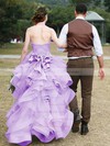 Exclusive Asymmetrical A-line Halter Organza Cascading Ruffles High Low Wedding Dresses #DOB00022852