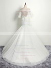 Trumpet/Mermaid Off-the-shoulder Tulle Appliques Lace Sweep Train Elegant 1/2 Sleeve Open Back Wedding Dresses #DOB00022853