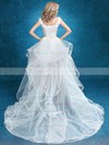 Asymmetrical A-line V-neck Tulle with Appliques Lace High Low Unique Wedding Dresses #DOB00022859