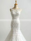 Scoop Neck Tulle with Sequins Sweep Train Lace-up Wholesale Trumpet/Mermaid Wedding Dresses #DOB00022864