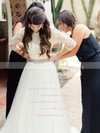 Beautiful A-line Scoop Neck Tulle Appliques Lace Floor-length 3/4 Sleeve Wedding Dresses #DOB00022865