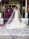 Perfect Sweetheart Organza Tulle Appliques Lace Sweep Train Trumpet/Mermaid Wedding Dresses #DOB00022869