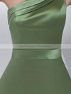 One Shoulder Sheath/Column Short/Mini Satin Ruched Bridesmaid Dresses #DOB01011695