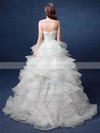 Exclusive High Low A-line Sweetheart Organza with Tiered Asymmetrical Wedding Dresses #DOB00022892