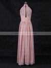 Chiffon A-line High Neck Floor-length with Ruffles Bridesmaid Dresses #DOB01013116