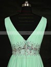 Chiffon A-line V-neck Floor-length with Beading Bridesmaid Dresses #DOB01013119