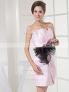 Strapless Sheath/Column Short/Mini Satin Sashes/Ribbons Bridesmaid Dresses #DOB01011696