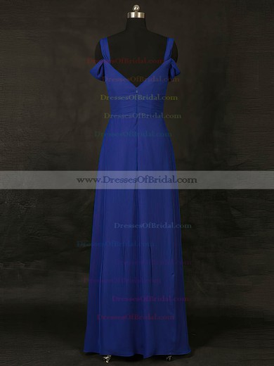 Chiffon A-line V-neck Floor-length with Ruffles Bridesmaid Dresses #DOB01013127