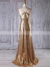 Sequined Empire V-neck Sweep Train with Ruffles Bridesmaid Dresses #DOB01013182