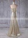 Tulle Sequined A-line V-neck Sweep Train with Sequins Bridesmaid Dresses #DOB01013183