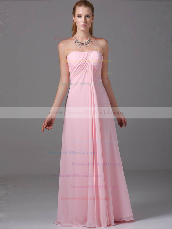 Strapless Empire Floor-length Chiffon Ruched Bridesmaid Dresses #DOB02012881