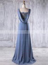 Lace Chiffon A-line Square Neckline Sweep Train with Beading Bridesmaid Dresses #DOB01013191