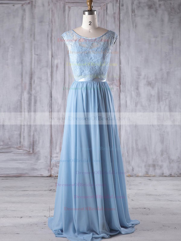Chiffon Tulle A-line Scoop Neck Sweep Train with Sashes / Ribbons Bridesmaid Dresses #DOB01013192