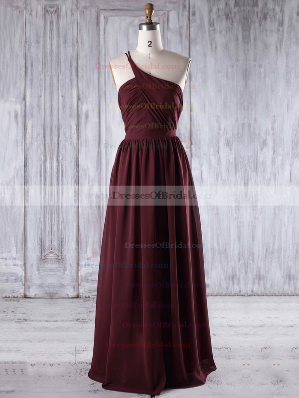 Chiffon A-line One Shoulder Floor-length with Ruffles Bridesmaid Dresses #DOB01013195
