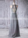 Chiffon Tulle A-line V-neck Floor-length with Appliques Lace Bridesmaid Dresses #DOB01013198
