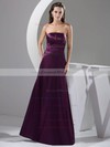 Strapless A-line Floor-length Elastic Woven Satin Ruched Bridesmaid Dresses #DOB02013052