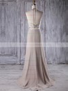 Lace Chiffon A-line Halter Sweep Train with Sashes / Ribbons Bridesmaid Dresses #DOB01013208