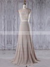 Lace Chiffon A-line Halter Sweep Train with Sashes / Ribbons Bridesmaid Dresses #DOB01013208