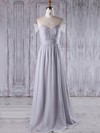 Chiffon Tulle A-line Off-the-shoulder Sweep Train with Beading Bridesmaid Dresses #DOB01013211