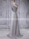 Chiffon A-line One Shoulder Sweep Train with Sashes / Ribbons Bridesmaid Dresses #DOB01013212