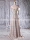 Tulle Chiffon A-line Off-the-shoulder Sweep Train with Appliques Lace Bridesmaid Dresses #DOB01013216