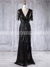 Sequined Sheath/Column V-neck Sweep Train with Split Front Bridesmaid Dresses #DOB01013227