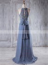 Lace Chiffon A-line Scoop Neck Sweep Train with Bo|Ruffles Bridesmaid Dresses #DOB01013232
