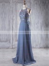 Lace Chiffon A-line Scoop Neck Sweep Train with Bo|Ruffles Bridesmaid Dresses #DOB01013232