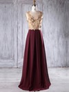 Chiffon Tulle A-line Scoop Neck Floor-length with Appliques Lace Bridesmaid Dresses #DOB01013235