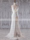 Chiffon Tulle Sheath/Column V-neck Sweep Train with Beading Bridesmaid Dresses #DOB01013236