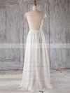 Chiffon Tulle A-line V-neck Floor-length with Appliques Lace Bridesmaid Dresses #DOB01013239