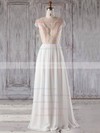 Chiffon Tulle A-line V-neck Floor-length with Appliques Lace Bridesmaid Dresses #DOB01013239