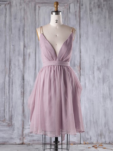 Chiffon A-line V-neck Short/Mini with Sashes / Ribbons Bridesmaid Dresses #DOB01013242