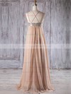 Chiffon Empire V-neck Floor-length with Sequins Bridesmaid Dresses #DOB01013247