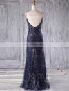 Tulle Sheath/Column V-neck Floor-length with Beading Bridesmaid Dresses #DOB01013248