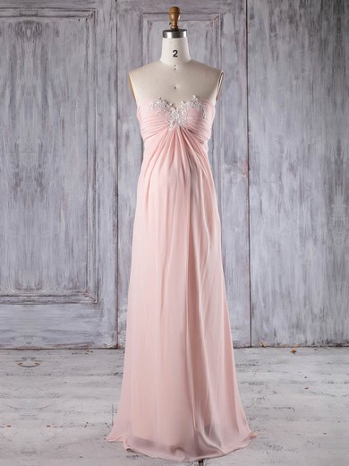 Chiffon Empire Sweetheart Floor-length with Appliques Lace Bridesmaid Dresses #DOB01013252