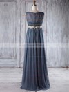 Chiffon Empire Scoop Neck Floor-length with Sashes / Ribbons Bridesmaid Dresses #DOB01013254