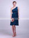 One Shoulder A-line Knee-length Chiffon Flower(s) Bridesmaid Dresses #DOB02013613