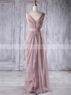 Chiffon Empire V-neck Floor-length with Sequins Bridesmaid Dresses #DOB01013256