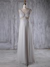 Chiffon Empire V-neck Floor-length with Appliques Lace Bridesmaid Dresses #DOB01013259